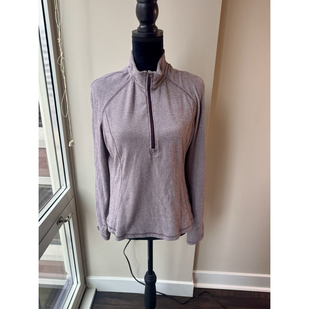 Avalanche Outdoor Women's Purple Stripe Quarter Zip Pullover Size L Athletic